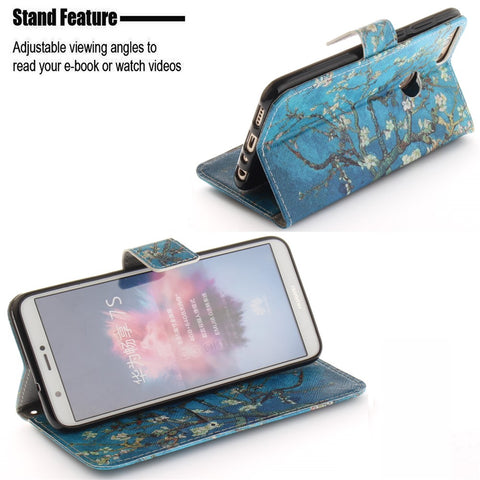 Patterned Wallet Stand PU Leather Shell for Huawei P Smart / Enjoy 7S