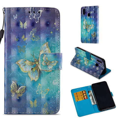 For Huawei P20 Lite / Nova 3e (China) Pattern Printing Leather Stand Magnetic Casing Shell