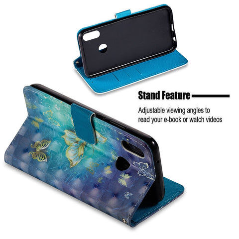 For Huawei P20 Lite / Nova 3e (China) Pattern Printing Leather Stand Magnetic Casing Shell