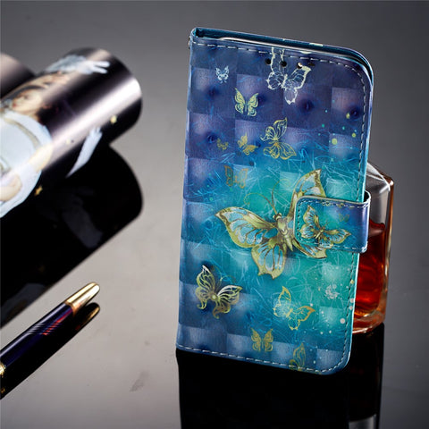 For Huawei P20 Lite / Nova 3e (China) Pattern Printing Leather Stand Magnetic Casing Shell