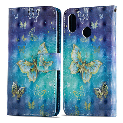 For Huawei P20 Lite / Nova 3e (China) Pattern Printing Leather Stand Magnetic Casing Shell