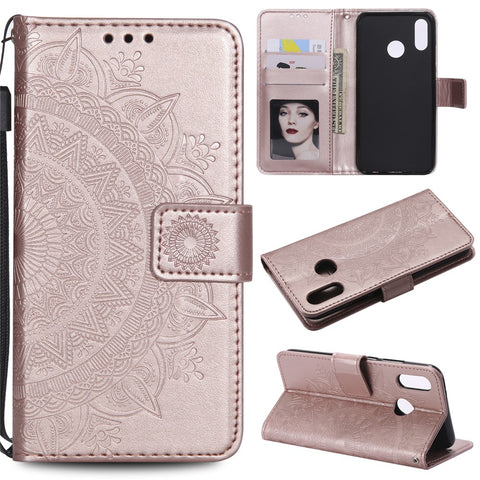 Imprinted Mandala Pattern PU Leather Mobile Case with Card Slots for Huawei P20 Lite / Nova 3e
