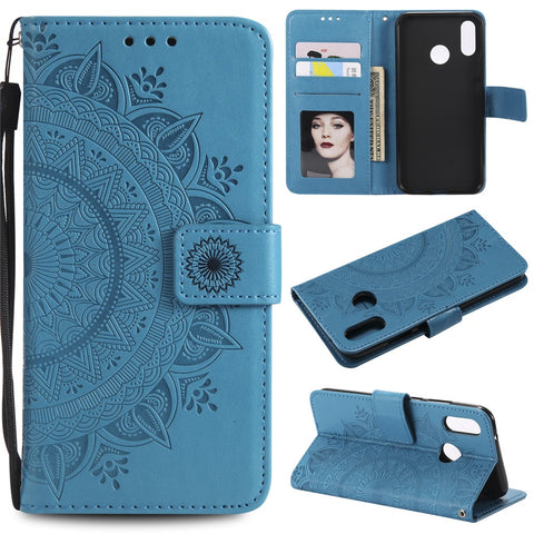 Imprinted Mandala Pattern PU Leather Mobile Case with Card Slots for Huawei P20 Lite / Nova 3e