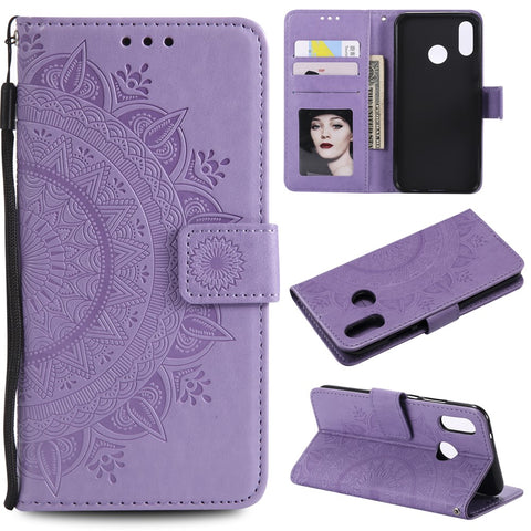 Imprinted Mandala Pattern PU Leather Mobile Case with Card Slots for Huawei P20 Lite / Nova 3e