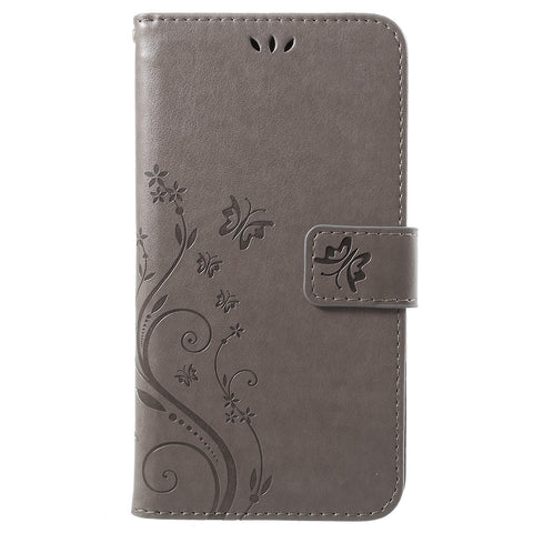 Imprint Butterfly Flower Leather Wallet Stand Flip Case for Huawei P Smart / Enjoy 7S