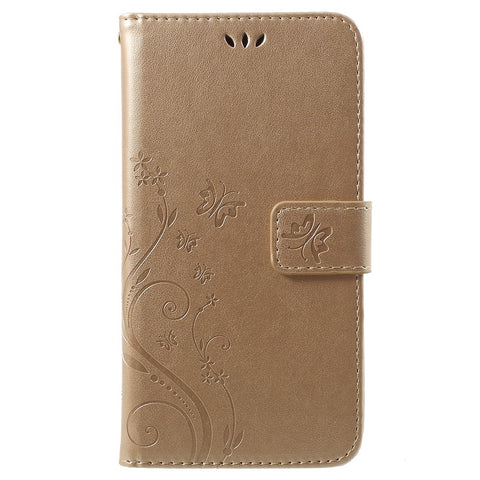 Imprint Butterfly Flower Leather Wallet Stand Flip Case for Huawei P Smart / Enjoy 7S