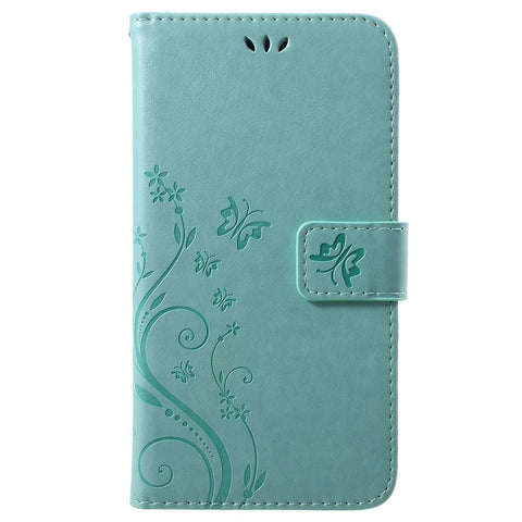 Imprint Butterfly Flower Leather Wallet Stand Flip Case for Huawei P Smart / Enjoy 7S