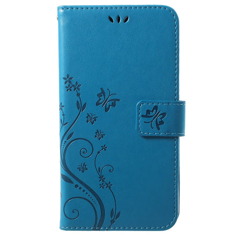 Imprint Butterfly Flower Leather Wallet Stand Flip Case for Huawei P Smart / Enjoy 7S