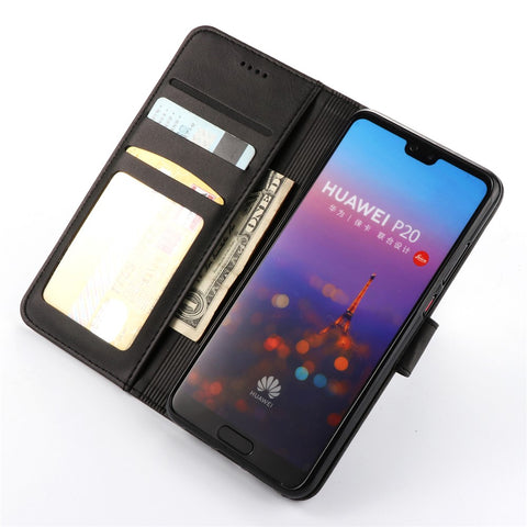 LC.IMEEKE Wallet Leather Stand Shell Case for Huawei P20 Pro Dual Sided Magnetic Clasp Cover Case
