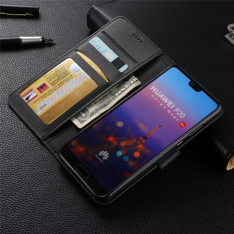 LC.IMEEKE Wallet Leather Stand Shell Case for Huawei P20 Pro Dual Sided Magnetic Clasp Cover Case