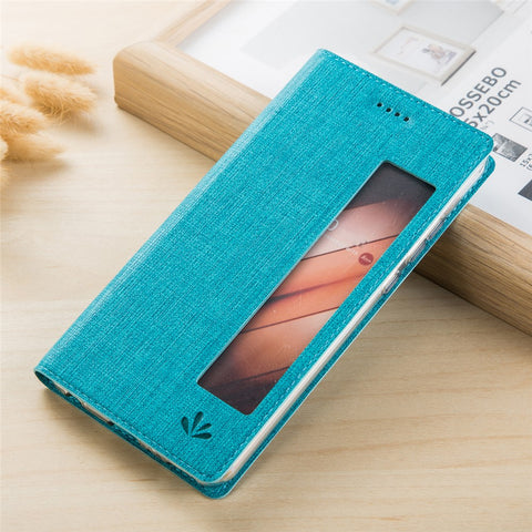 VILI DMX Cross Texture View Window Leather Shell with Stand for Huawei P20 Pro
