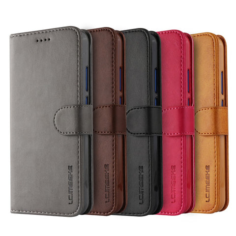 LC.IMEEKE Leather Mobile Phone Case for Huawei P20 Lite/Nova 3e with Reversible Magnetic Clasp Wallet Stand Functions