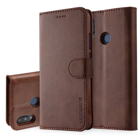 LC.IMEEKE Leather Mobile Phone Case for Huawei P20 Lite/Nova 3e with Reversible Magnetic Clasp Wallet Stand Functions