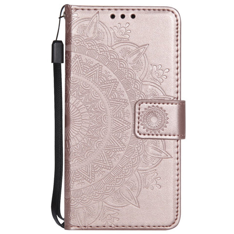 Imprint Mandala Flower Stand Wallet Leather Cell Phone Case for Huawei P20