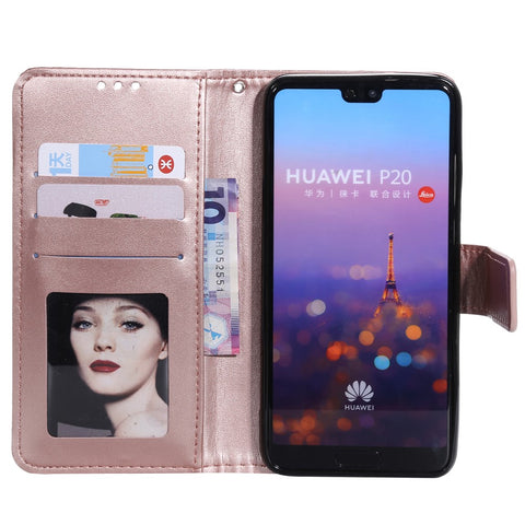 Imprint Mandala Flower Stand Wallet Leather Cell Phone Case for Huawei P20