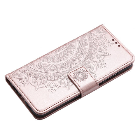 Imprint Mandala Flower Stand Wallet Leather Cell Phone Case for Huawei P20