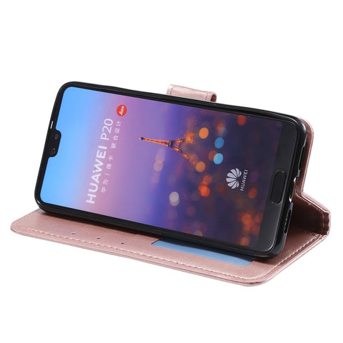 Imprint Mandala Flower Stand Wallet Leather Cell Phone Case for Huawei P20