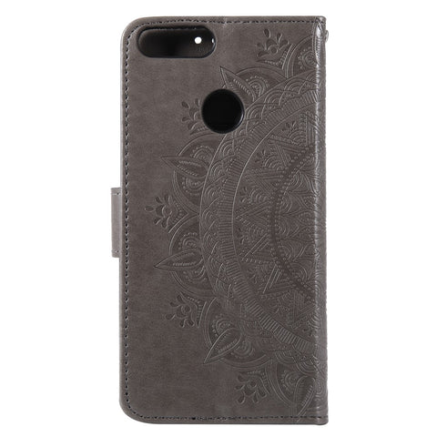 Imprint Butterfly Flower Wallet Leather Stand Case for Huawei P Smart / Enjoy 7S