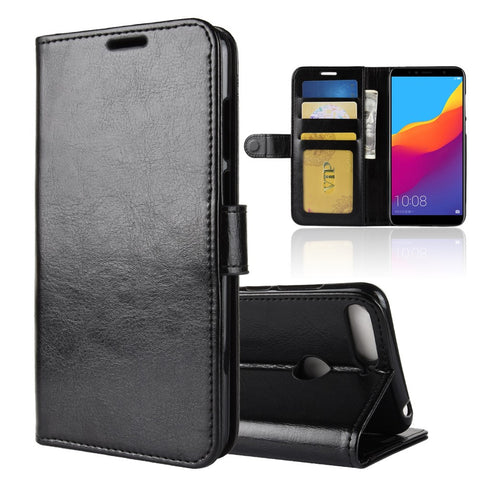 Crazy Horse Leather Wallet Mobile Casing for Huawei Honor 7A (With Fingerprint Sensor) / Honor 7A Pro / Enjoy 8e