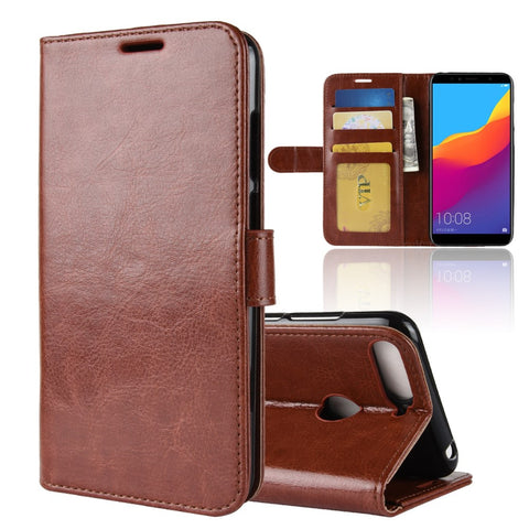 Crazy Horse Leather Wallet Mobile Casing for Huawei Honor 7A (With Fingerprint Sensor) / Honor 7A Pro / Enjoy 8e