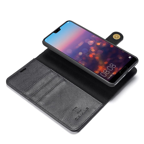 DG.MING For Huawei P20 Pro Detachable 2-in-1 Anti-scratch Split Leather Wallet Shell + PC Back Case