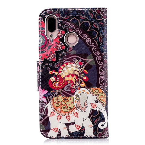 Patterned Leather Wallet Stand Mobile Case for Huawei P20 Lite / Nova 3e