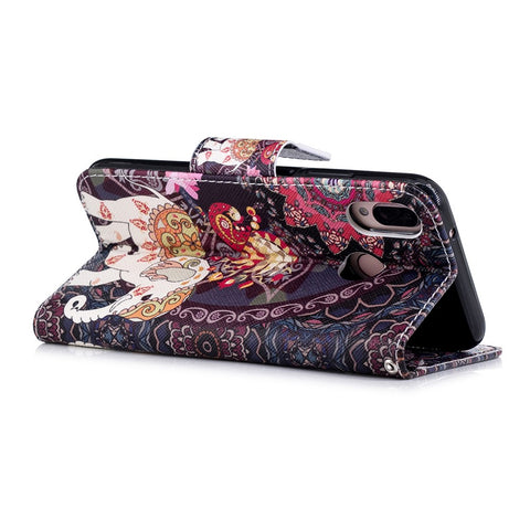 Patterned Leather Wallet Stand Mobile Case for Huawei P20 Lite / Nova 3e