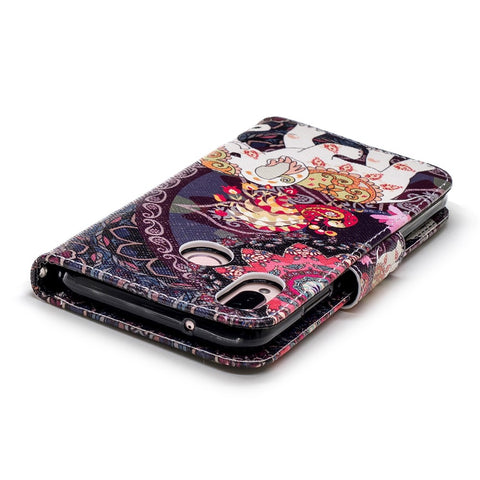 Patterned Leather Wallet Stand Mobile Case for Huawei P20 Lite / Nova 3e
