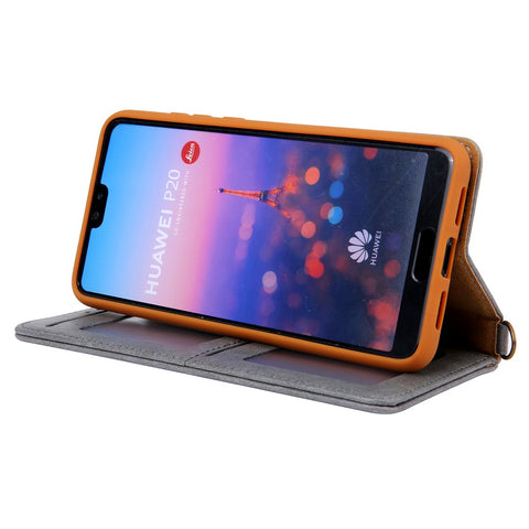 CMAI2 PU Leather Card Slots Folio Protective Case with Stand for Huawei P20
