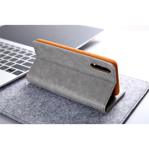 CMAI2 PU Leather Card Slots Folio Protective Case with Stand for Huawei P20
