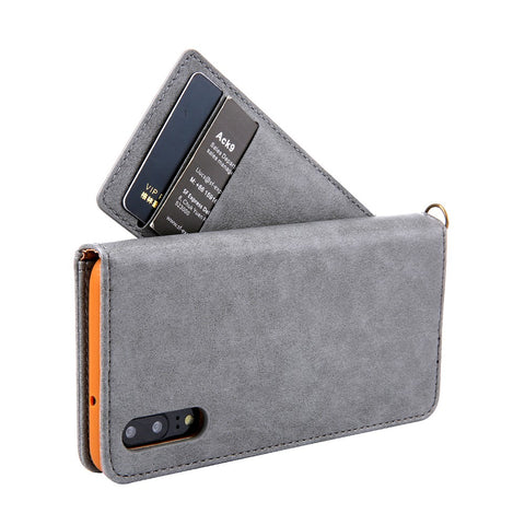 CMAI2 PU Leather Card Slots Folio Protective Case with Stand for Huawei P20