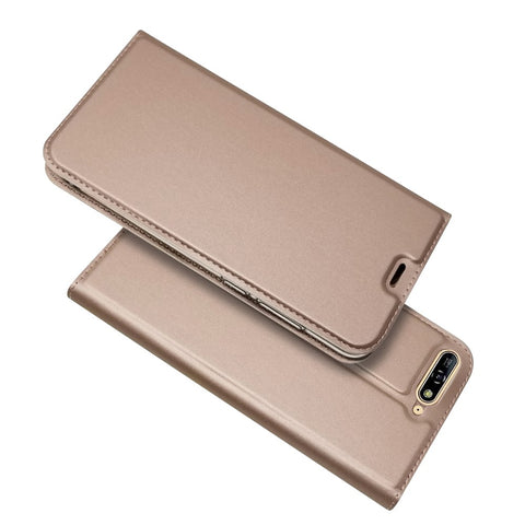 Auto-absorbed Stand Card Holder Leather Flip Cover for Huawei Y6 (2018)/Honor 7A (without Fingerprint Sensor)