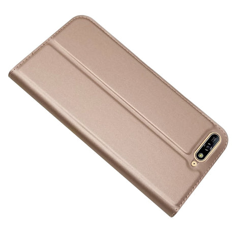 Auto-absorbed Stand Card Holder Leather Flip Cover for Huawei Y6 (2018)/Honor 7A (without Fingerprint Sensor)