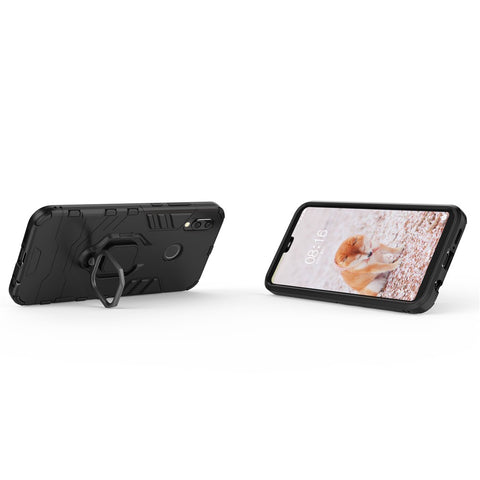 Cool Guard Ring Holder Kickstand PC TPU Hybrid Case for Huawei P20 Lite / Nova 3e