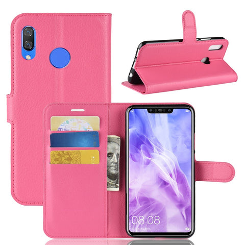 Litchi Skin Magnetic Leather Stand Cover for Huawei nova 3