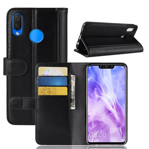 Genuine Split Leather Wallet Stand Case for Huawei nova 3