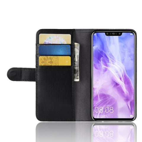 Genuine Split Leather Wallet Stand Case for Huawei nova 3