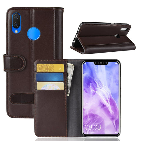 Genuine Split Leather Wallet Stand Case for Huawei nova 3