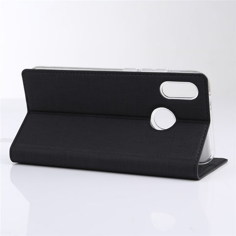 VILI DMX Cross Texture Card Holder Leather Stand Case for Huawei P Smart+ /nova 3i