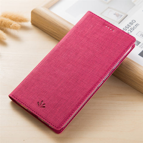VILI DMX Cross Texture Card Holder Leather Stand Case for Huawei P Smart+ /nova 3i