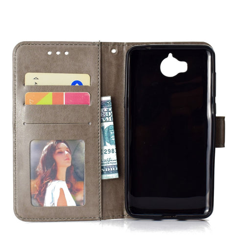 Imprinted Mandala Pattern Wallet Leather Mobile Phone Case for Huawei Y5 (2017) / Y6 (2017)