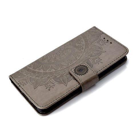 Imprinted Mandala Pattern Wallet Leather Mobile Phone Case for Huawei Y5 (2017) / Y6 (2017)
