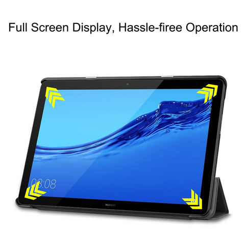 For Huawei Mediapad T5 Cover Trifold Stand PU Leather Tablet Case