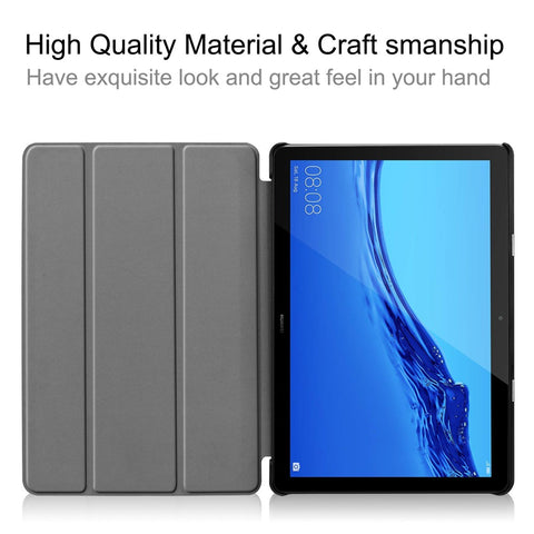 For Huawei Mediapad T5 Cover Trifold Stand PU Leather Tablet Case