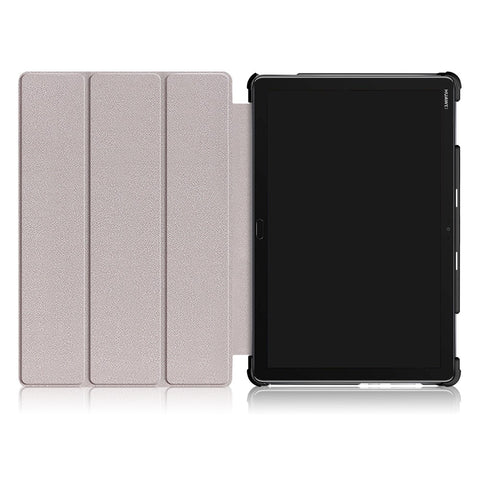 For Huawei Mediapad M5 Lite 10.1 Tri-fold Stand Auto-wake / sleep Smart Leather Case