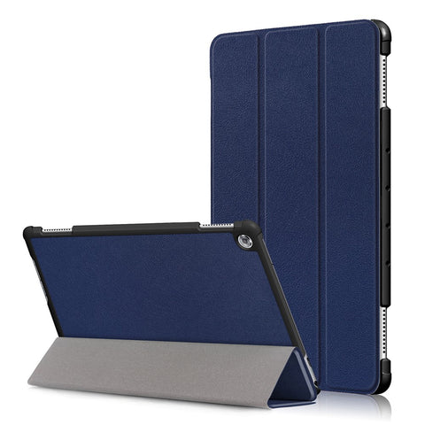 For Huawei Mediapad M5 Lite 10.1 Tri-fold Stand Auto-wake / sleep Smart Leather Case