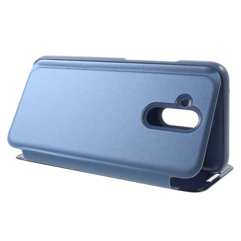 Plated Mirror Surface View Window Leather Shell Case for Huawei Mate 20 Lite / Maimang 7