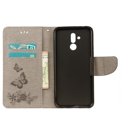 Imprint Butterfly Flower Wallet Leather Magnetic Case for Huawei Mate 20 Lite / Maimang 7