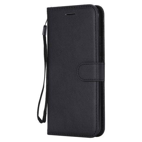 For Huawei Mate 20 Lite / Maimang 7 with Strap Case Solid Color Leather Mobile Cover Wallet Stand with Strap