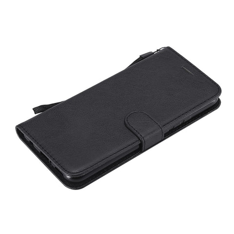 For Huawei Mate 20 Lite / Maimang 7 with Strap Case Solid Color Leather Mobile Cover Wallet Stand with Strap
